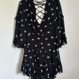 Elegant Black Floral Dress